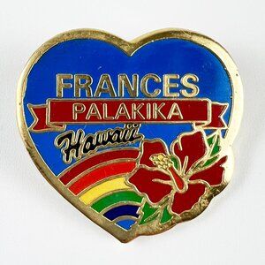 Vintage Personalized Hawaii Souvenir Name Pin Brooch Heart Frances Palakika